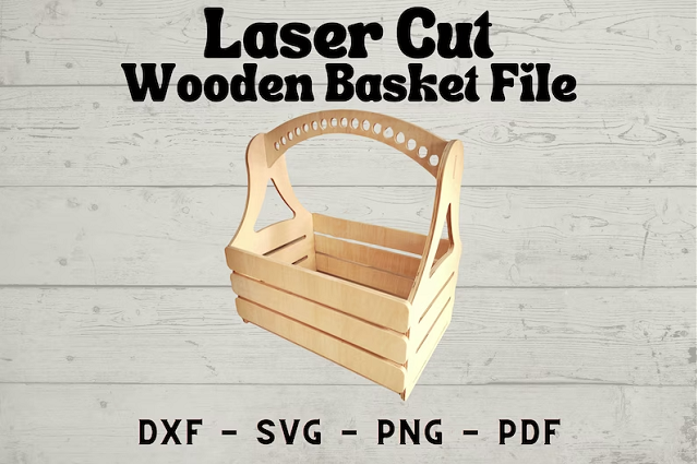 Laser Cut Wooden Basket File, Vector Files For Wood Laser Cutting, Vector laser cut template pattern, SVG laser cut template