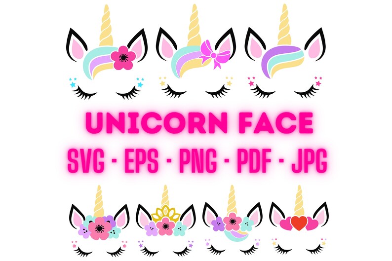 Unicorn Svg Bundle, Unicorn Face Layered Item, Clipart, Cricut, Digital Vector Cut File, Cut Unicorn Svg, Cute Unicorn Face Svg, Unicorn