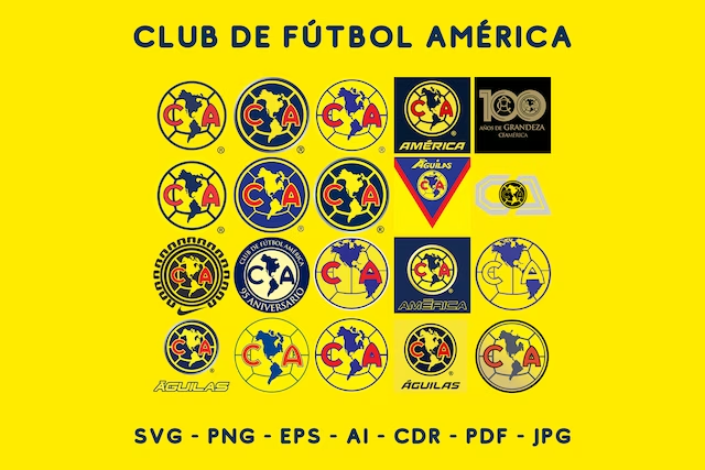 Club de Fútbol América Svg, Png, Eps, Ai, Cdr, Pdf, Jpg, Club America, Mexico, Vector File, Liga mx, Digital , Sports Football Soccer Futbol