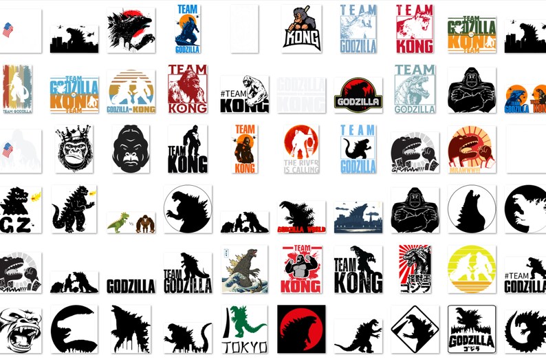 Godzilla svg bundle, King Kong Svg Bundle, Godzilla Silhouette, Godzilla Clip Art, Godzilla Cut File, Team Godzilla, Instant Download